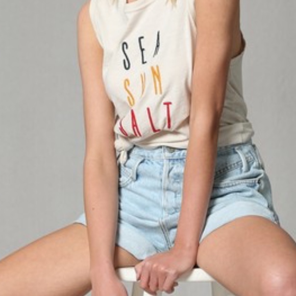 NWT Embroidered Sea Sun Salt 100% Cotton Tank Top - Picture 5 of 7